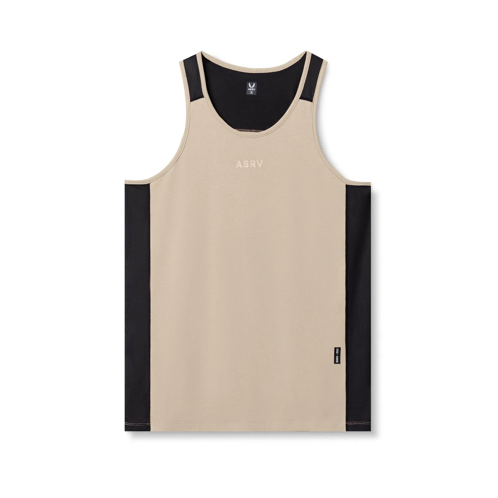 0809. Supima® Mesh Panel Training Singlet  - Beige