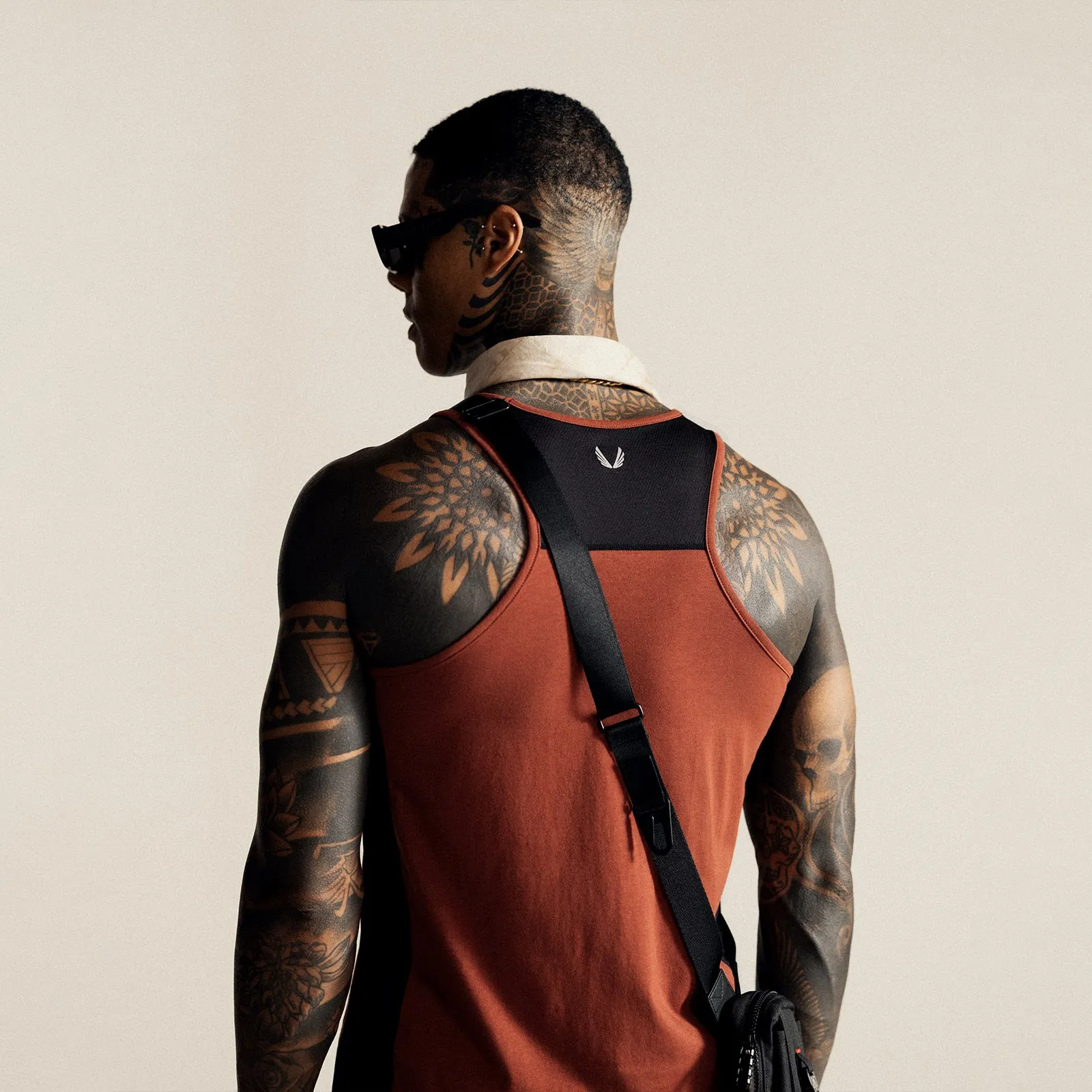 0809. Supima® Mesh Panel Training Singlet  - Brick