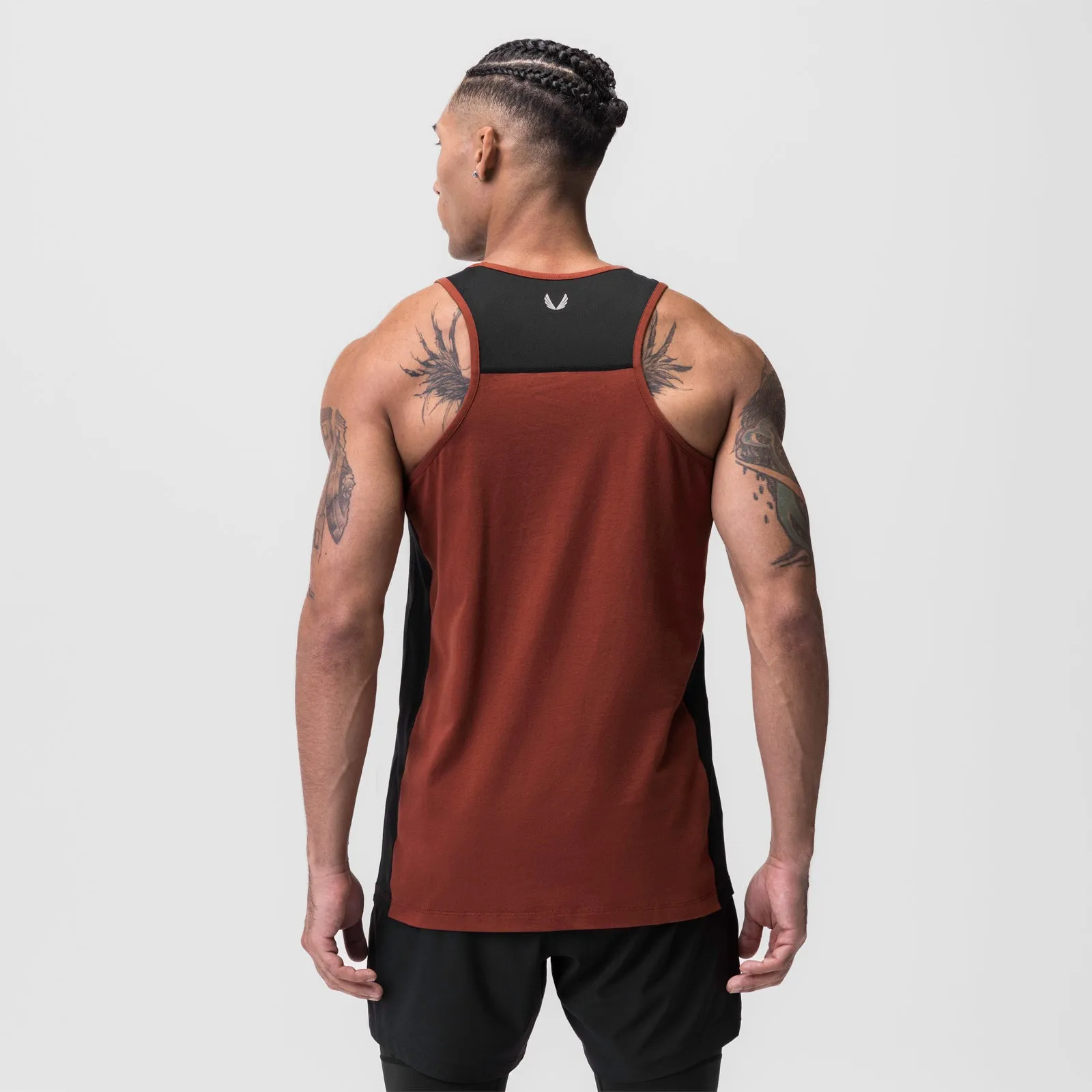 0809. Supima® Mesh Panel Training Singlet  - Brick