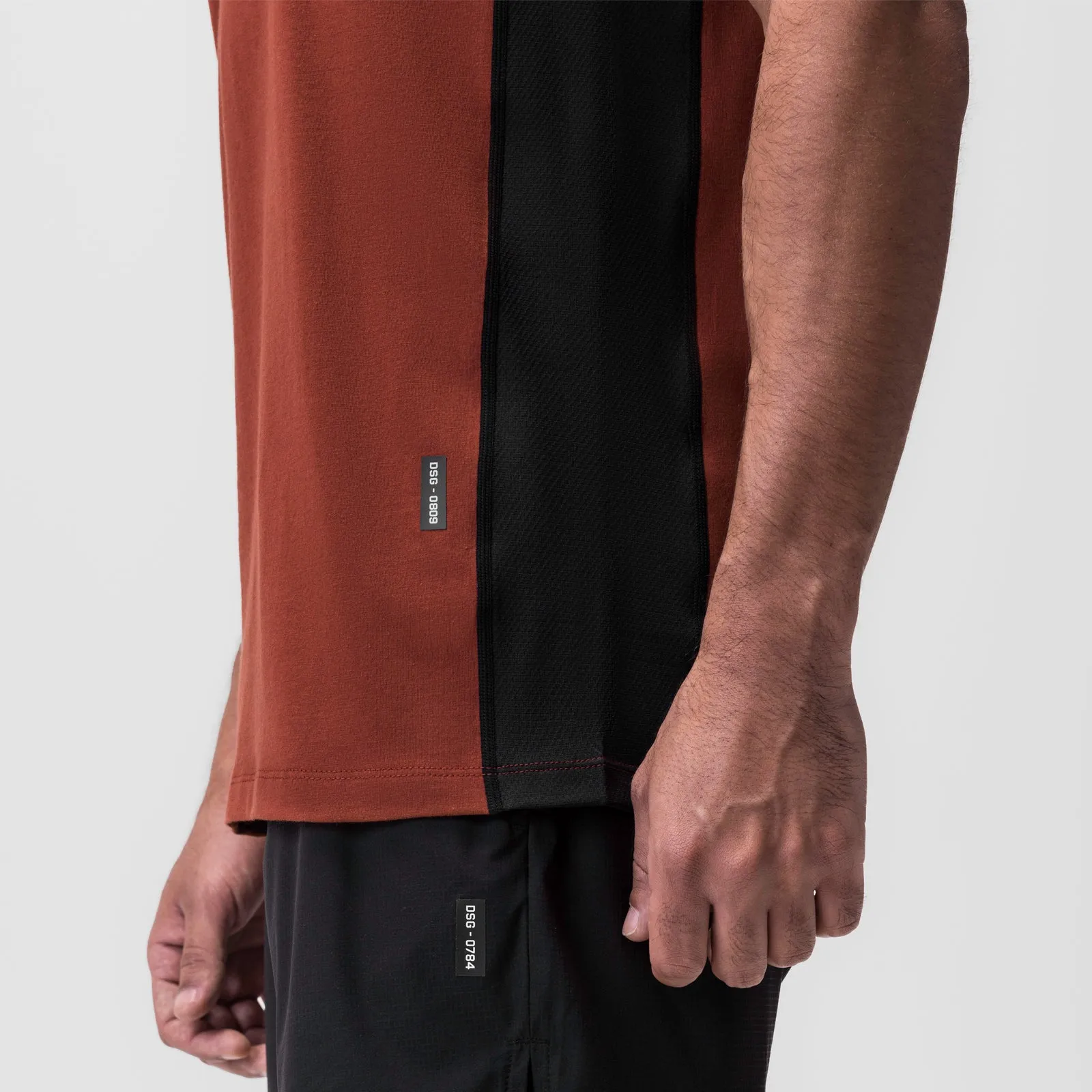 0809. Supima® Mesh Panel Training Singlet  - Brick