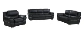 112" Chic Black Leather Sofa Set By Homeroots