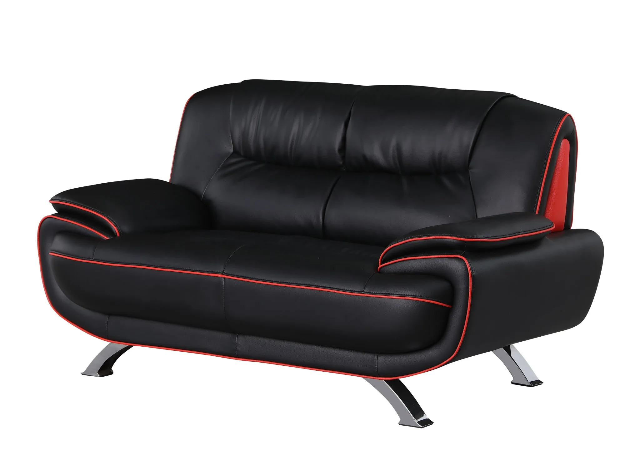 115" Sleek Black Leather Sofa Set By Homeroots