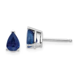 14KT GOLD 1.20 CTW PEAR BLUE SAPPHIRE STUD EARRINGS