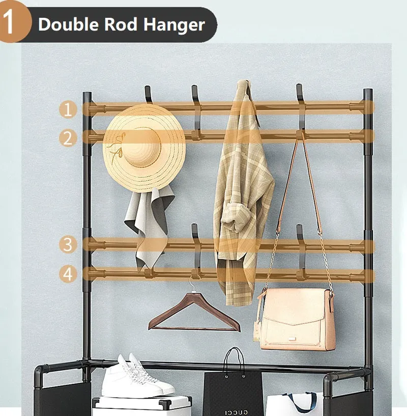 2 IN 1 Cloth Hanger And Shoe Rack