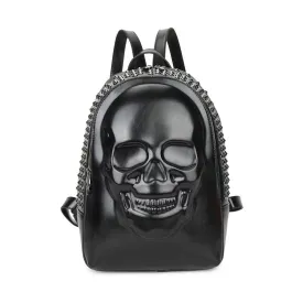 3D Backpack Mens Studded Smiling Skull Backpack