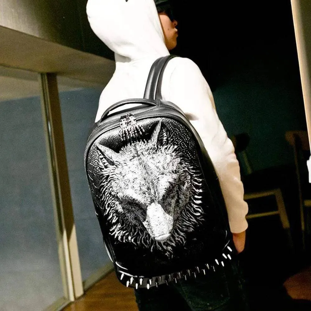 3D Backpack,3D Wolf Face Modeling  backpack Without Hat