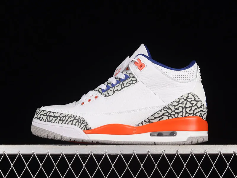 AIR JORDAN 3 RETRO KNICKS WHITE/OLD ROYAL-UNIVERSITY ORANGE-TECH GREY