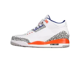 AIR JORDAN 3 RETRO KNICKS WHITE/OLD ROYAL-UNIVERSITY ORANGE-TECH GREY