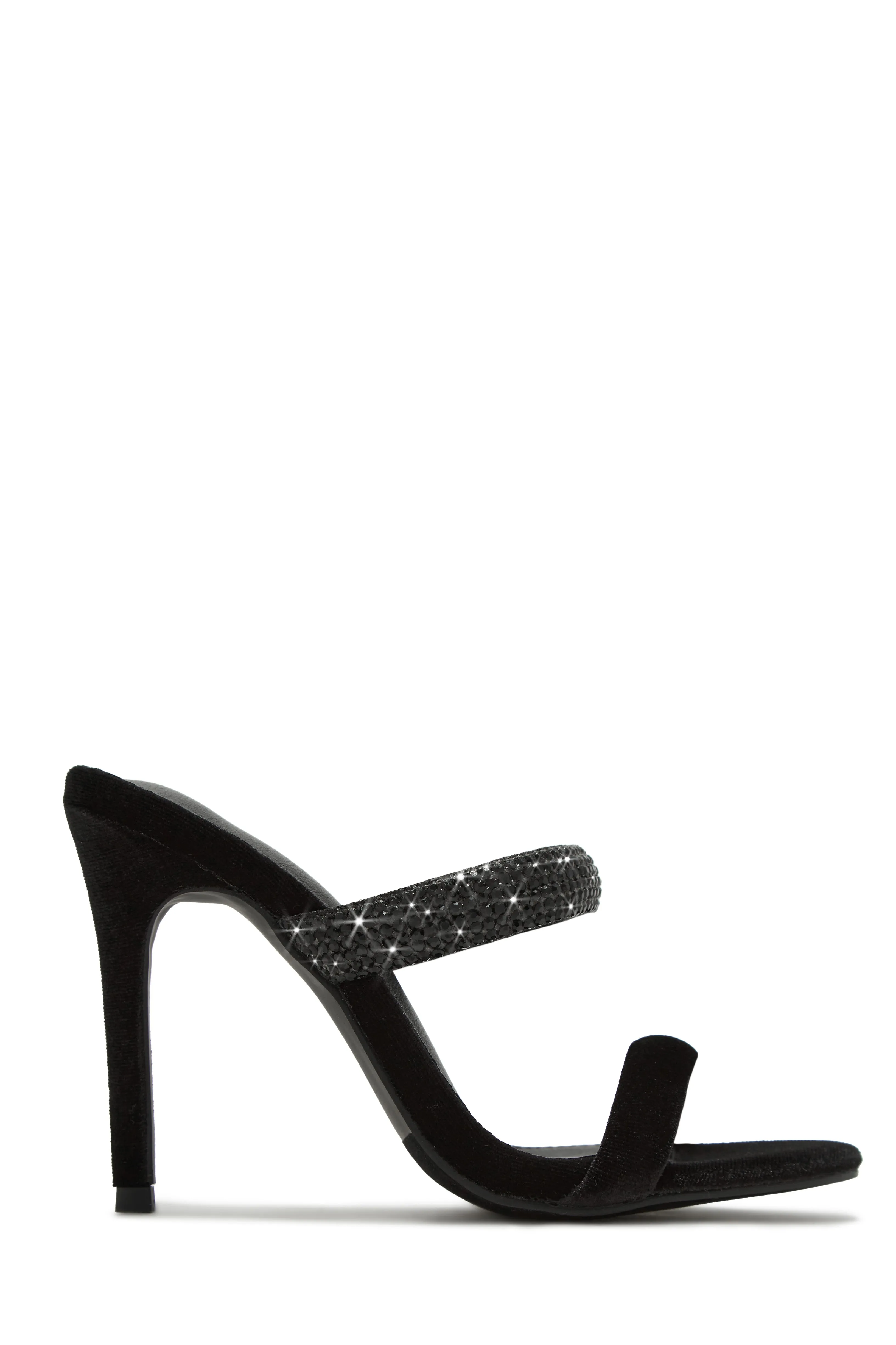 Aline Embellished High Heel Mules - Black