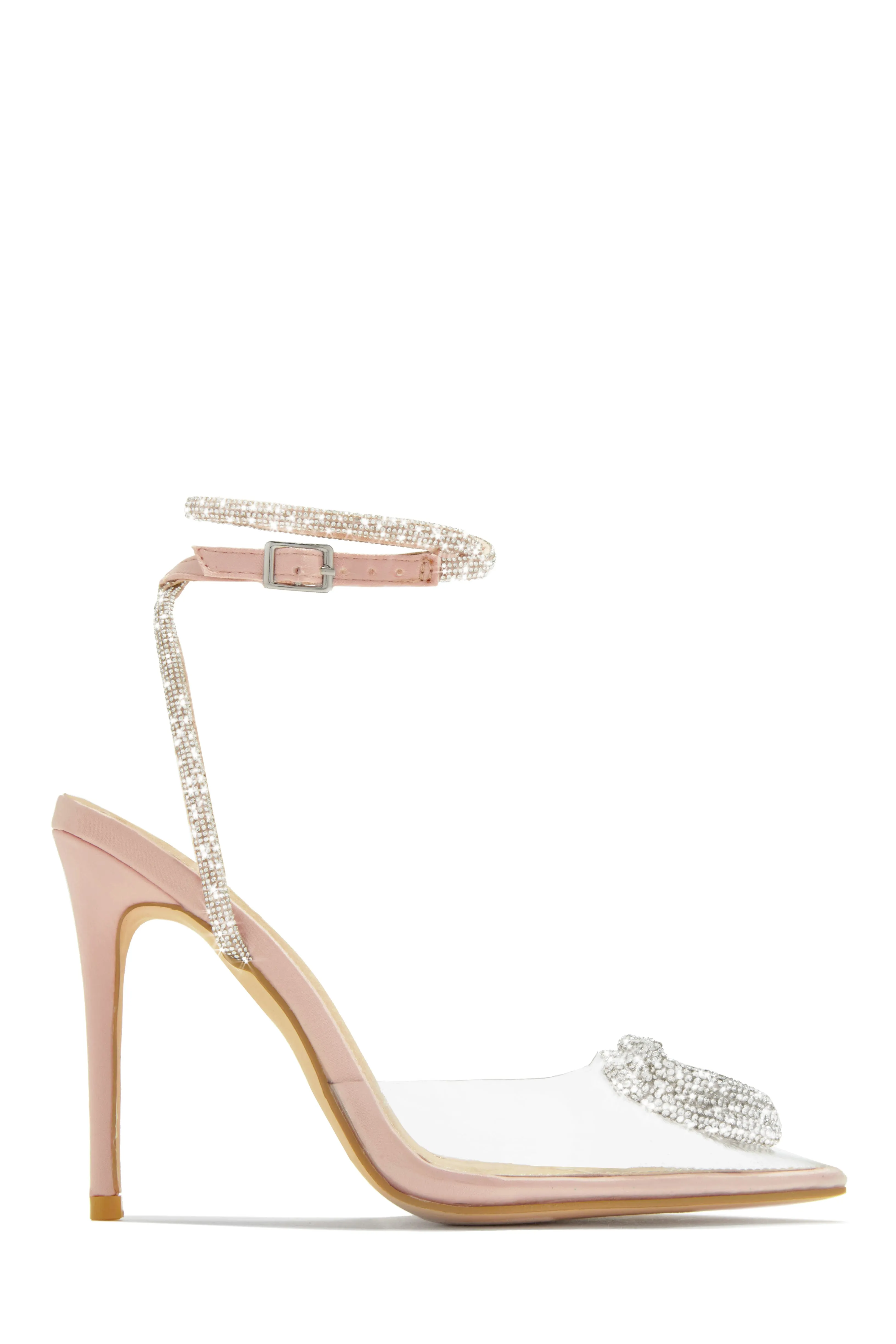 All For Love Heart Embellished High Heels - White