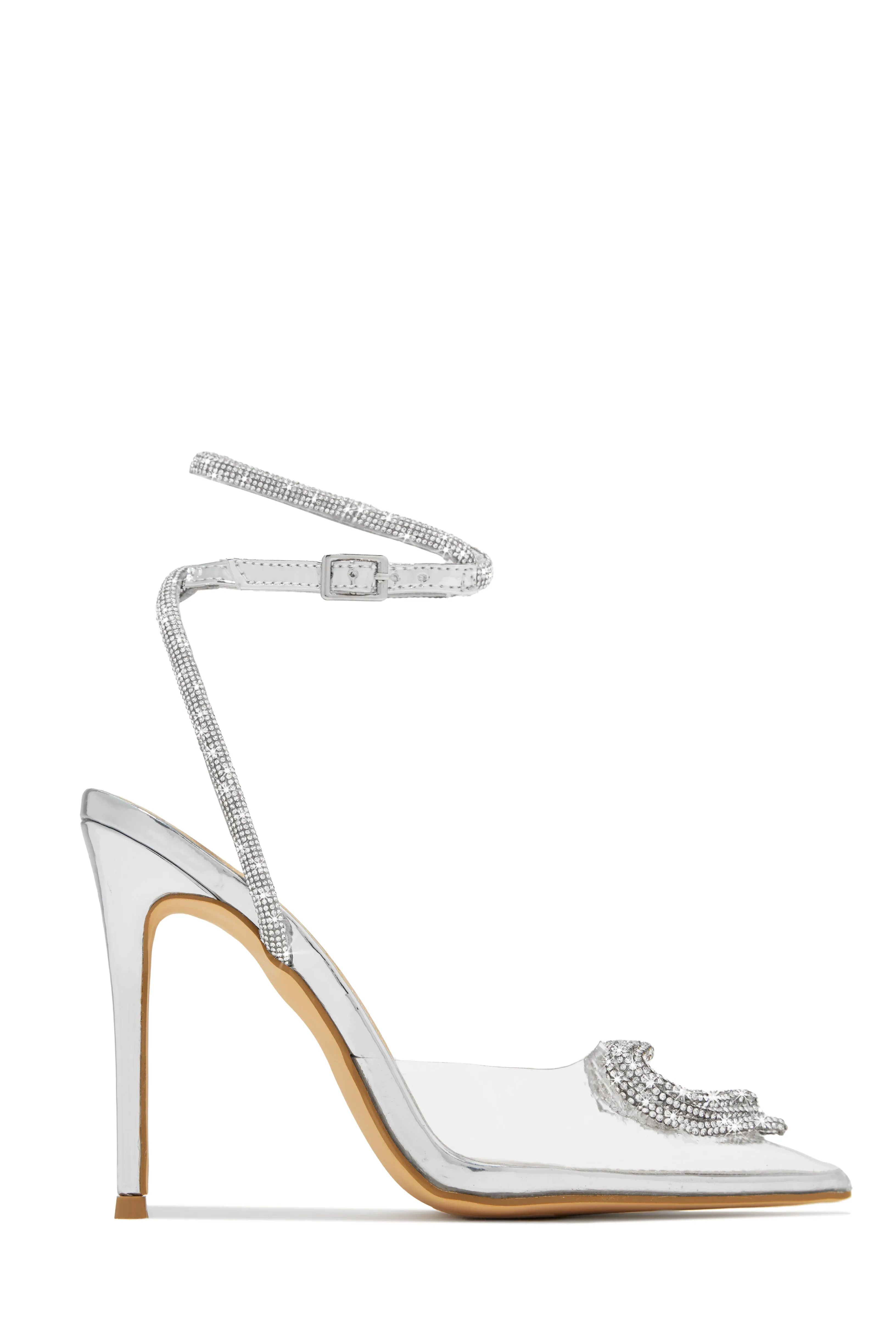 All For Love Heart Embellished High Heels - White