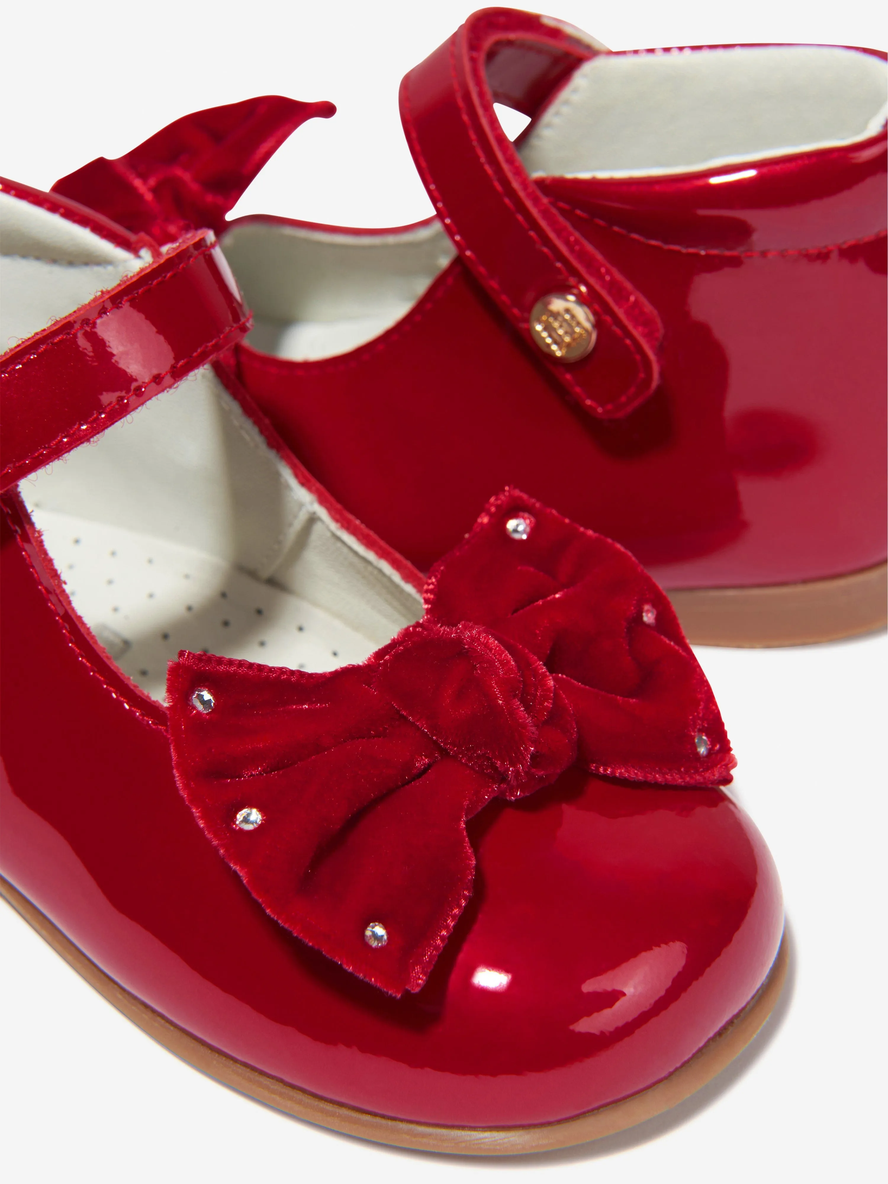 Andanines Girls Mary Jane Shoes With Bow in Red