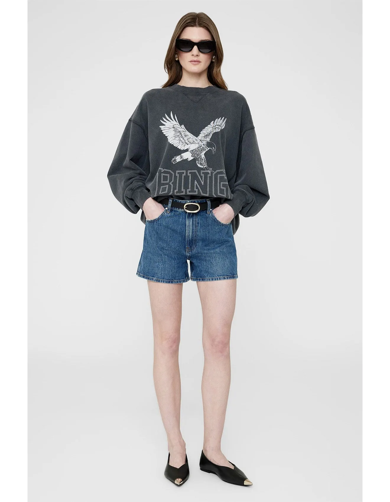 Anine Bing Alto Retro Eagle Sweatshirt - Washed Black