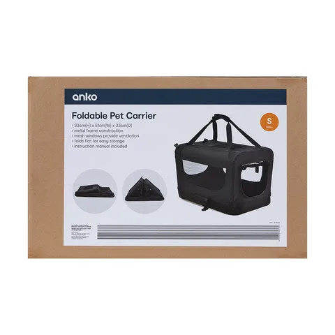 Anko Grey Pet Carrier Foldable - Small / Metal Frame/ Carry Handle