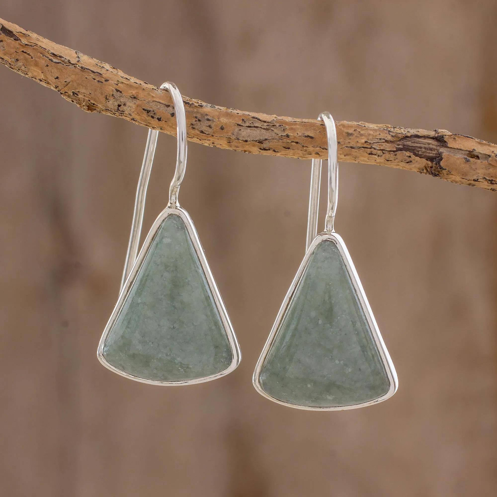 Apple Green Mayan Triangles Apple Green Triangular Jade Earrings from Guatemala