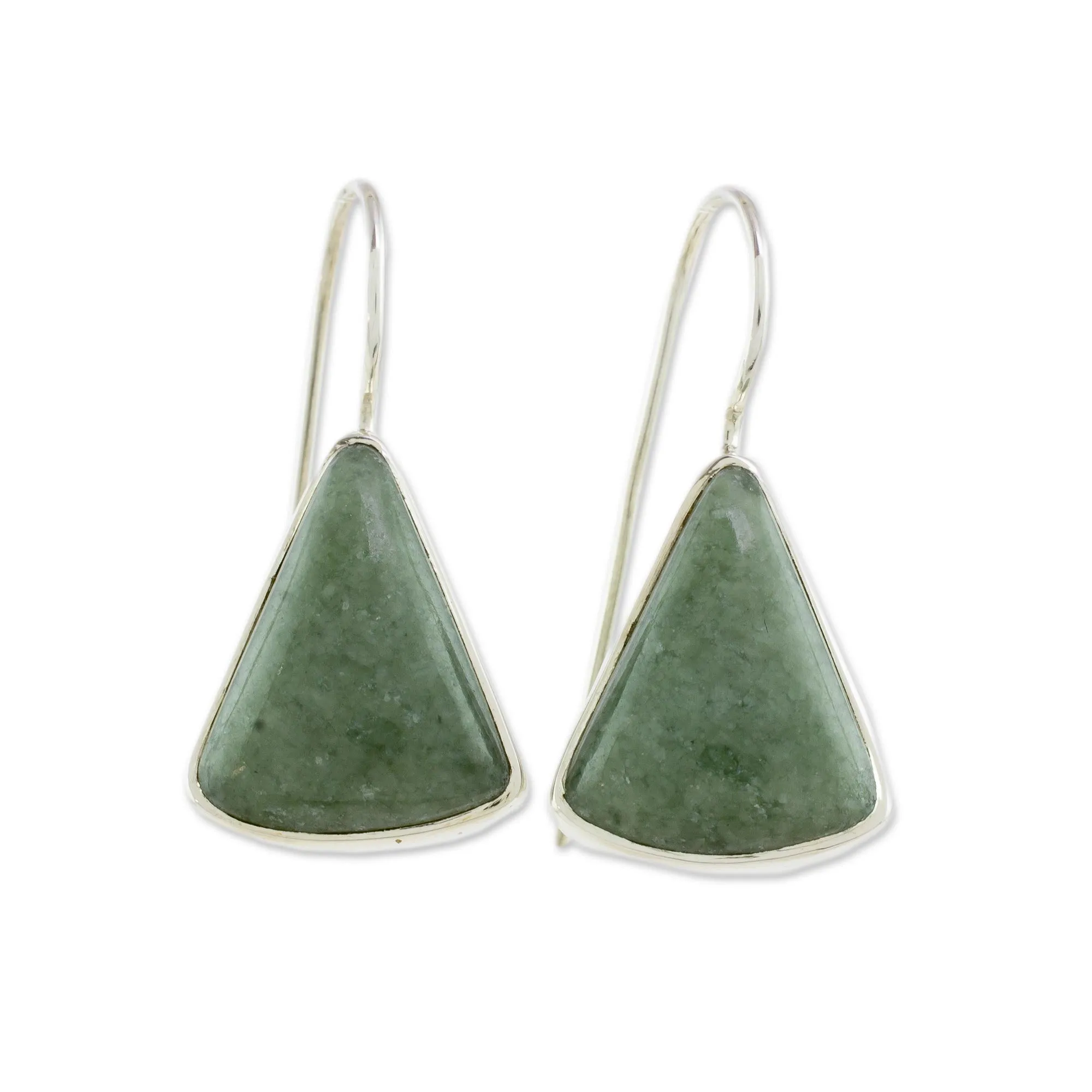 Apple Green Mayan Triangles Apple Green Triangular Jade Earrings from Guatemala