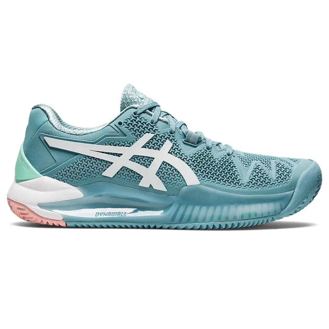 Asics Womens Gel Resolution 8 Clay Tennis Shoes - Smoke Blue/White