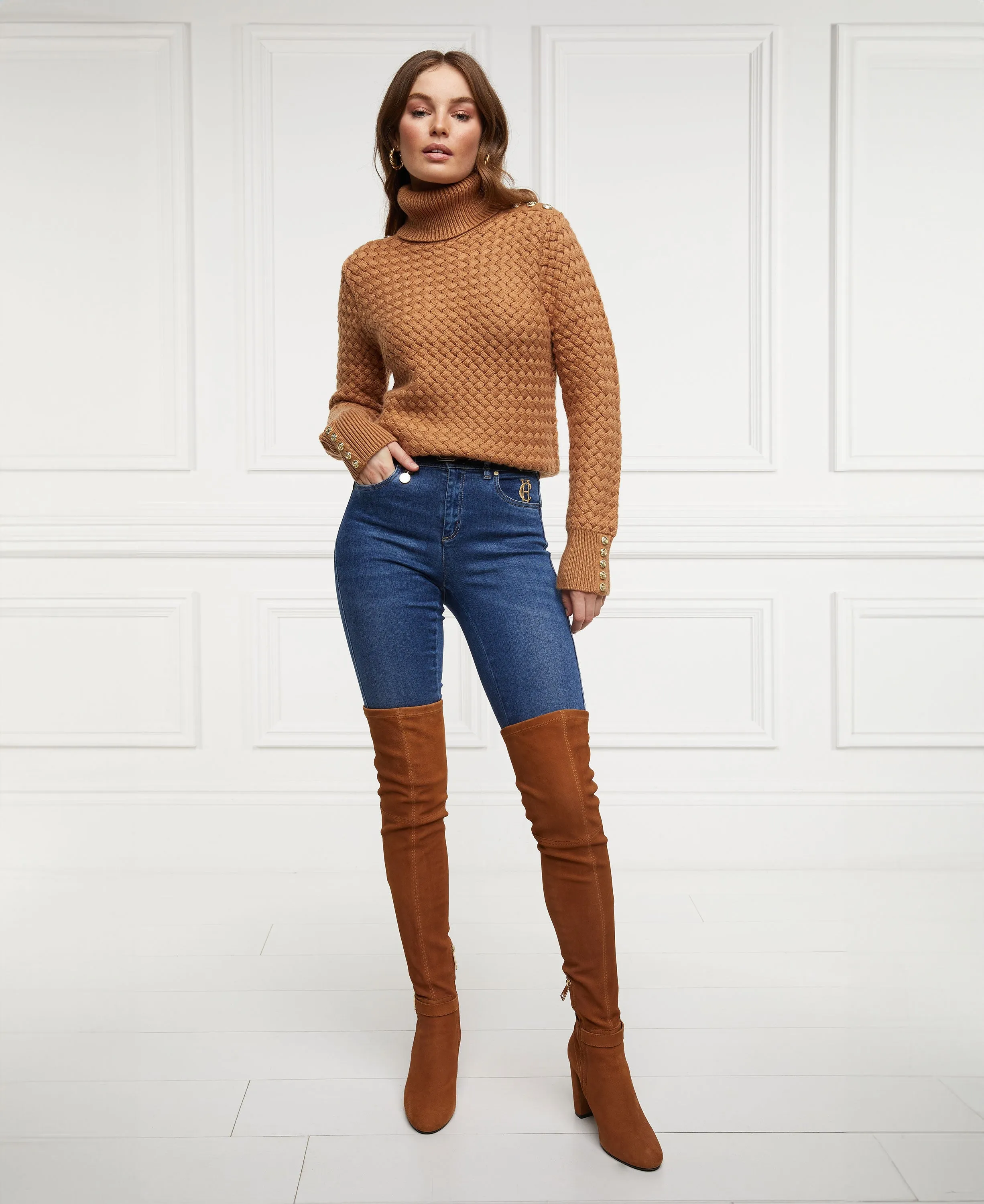 Basket Weave Jumper - Caramel