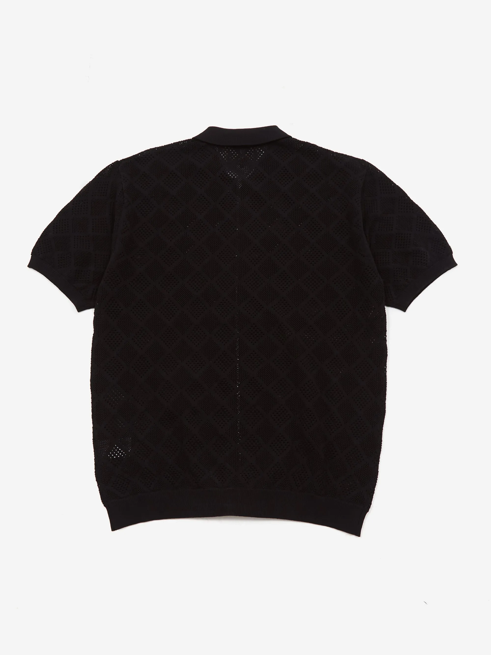 Beams Plus Zip Knit Mesh Polo Mesh - Black