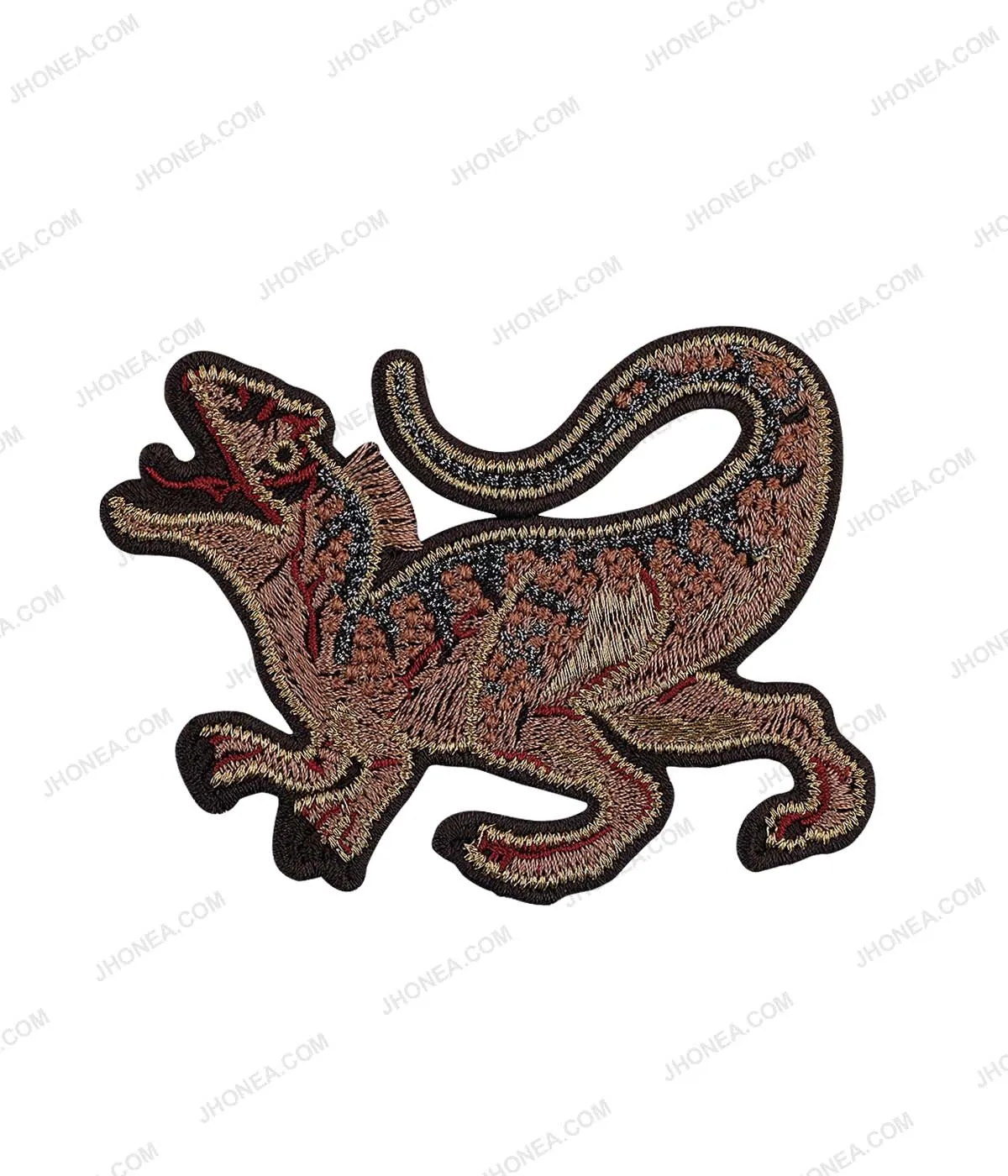 Beautiful Intricately Embroidered Multicolor Lizard Patch