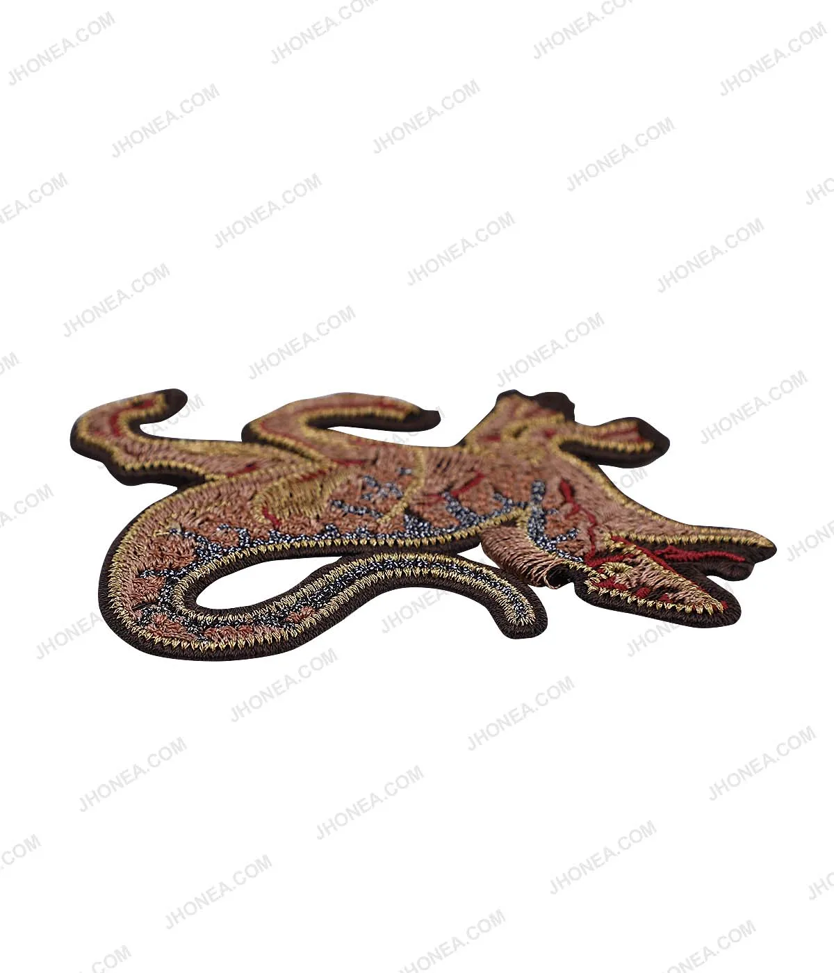 Beautiful Intricately Embroidered Multicolor Lizard Patch