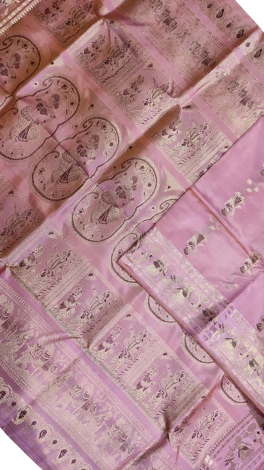 Beautiful Pink Handloom Swarnachari Silk Saree