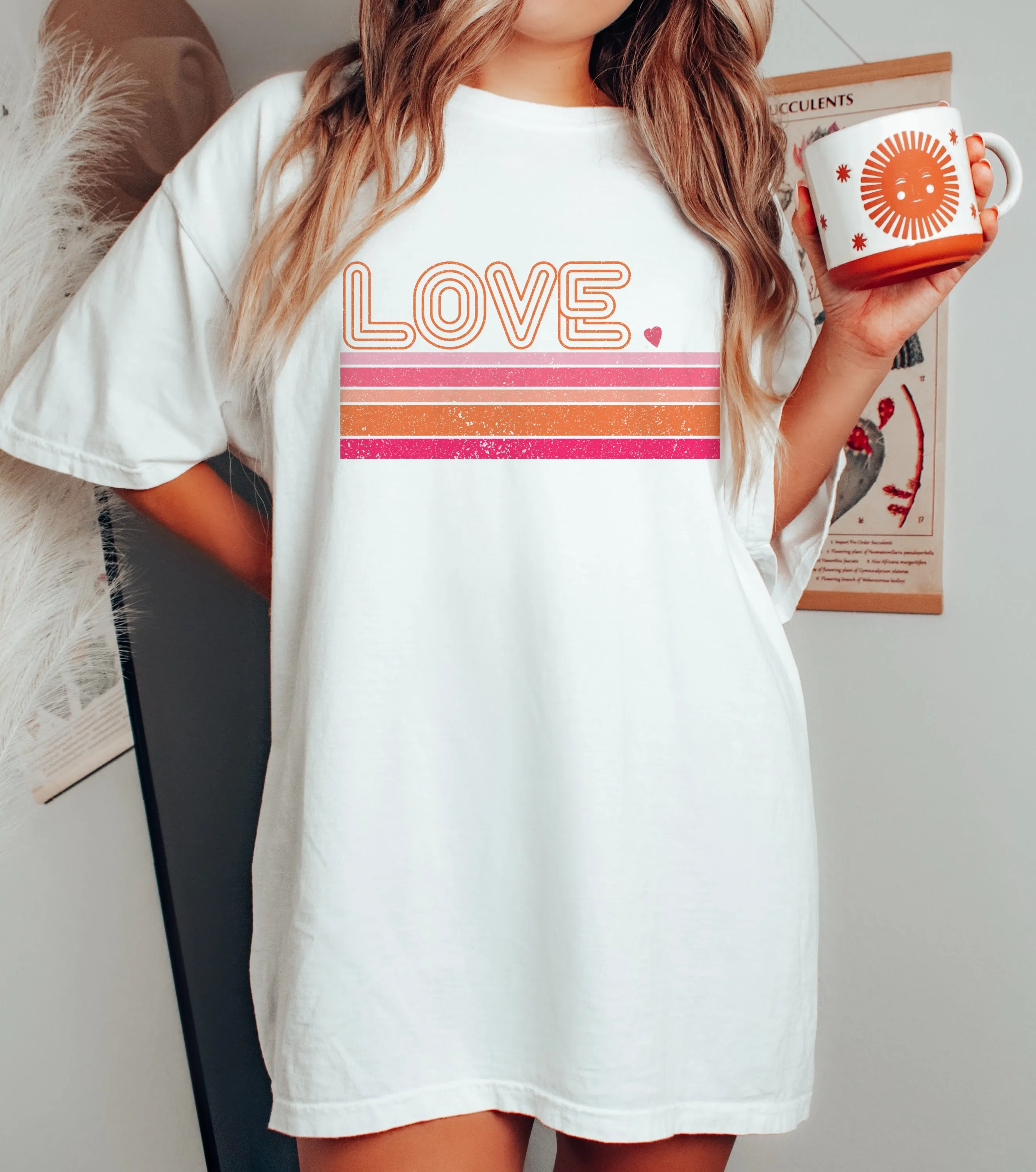 Bella or Comfort Colors Love Striped Retro Valentines Day Retro Unisex Shirt/ Valentine's Shirt/ Valentines Day Tee