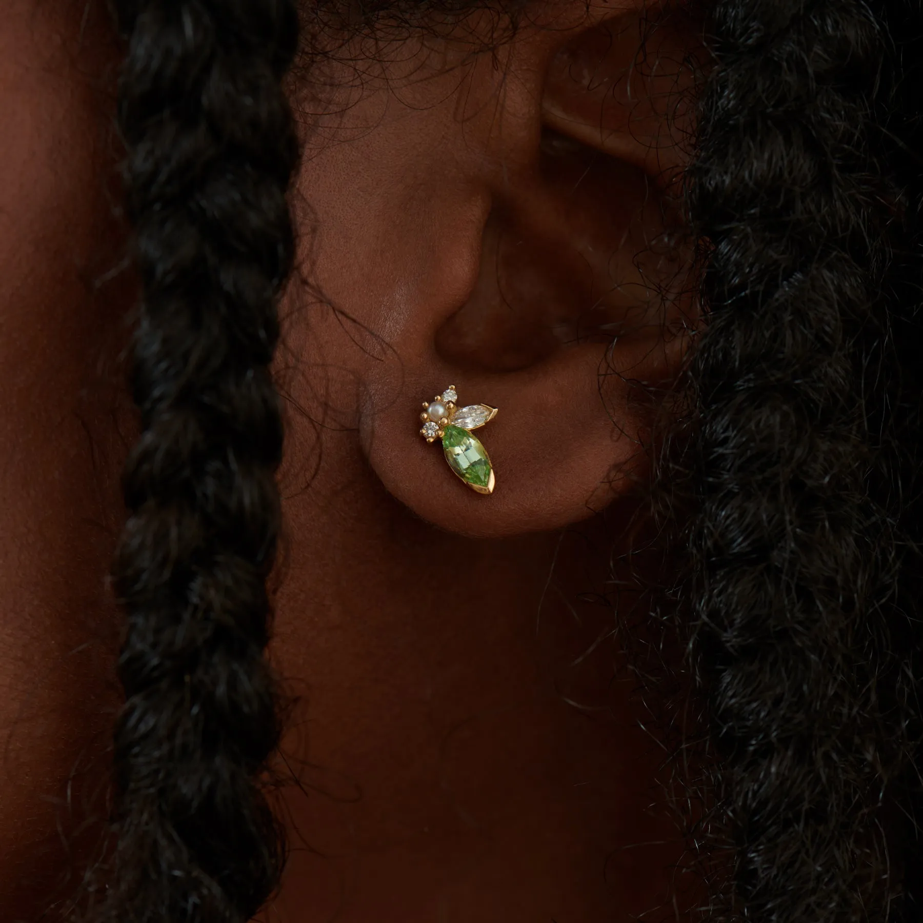 Big Sprout Marquise Diamond & Garnet Earrings