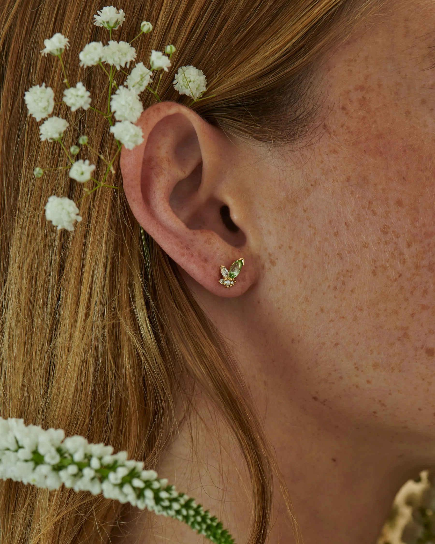 Big Sprout Marquise Diamond & Garnet Earrings