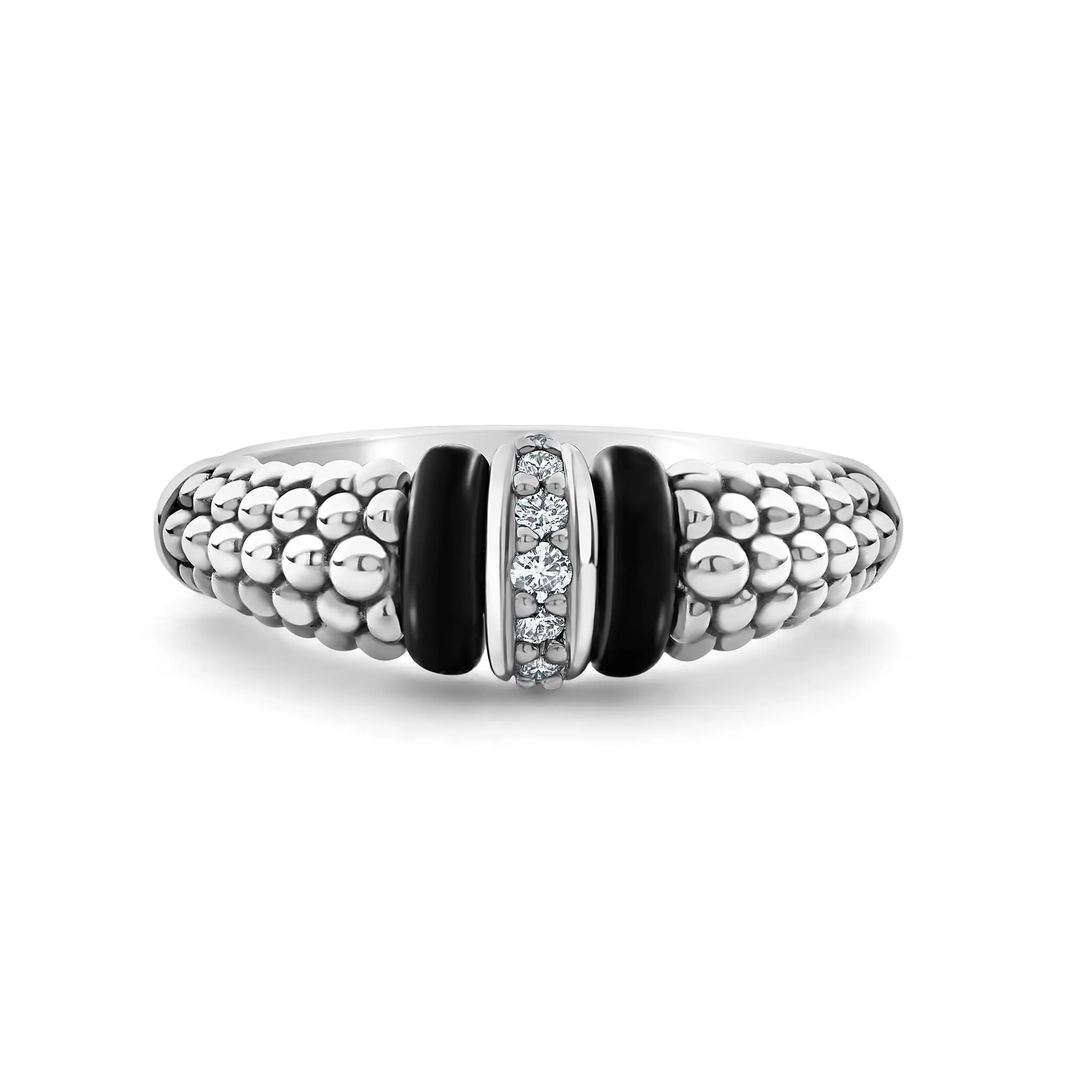 Black Caviar Ceramic and Caviar Diamond Ring