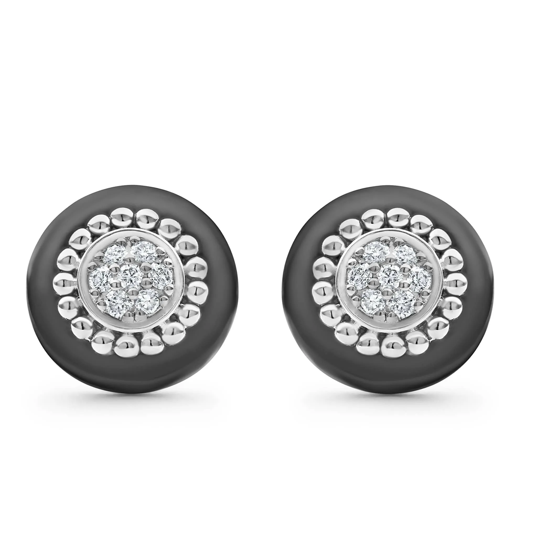 Black Caviar Ceramic Diamond Stud Earrings