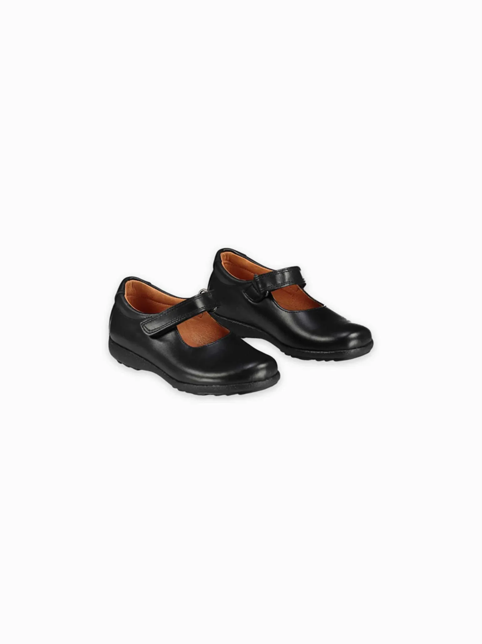 Black Leather Girl Classic School Shoes