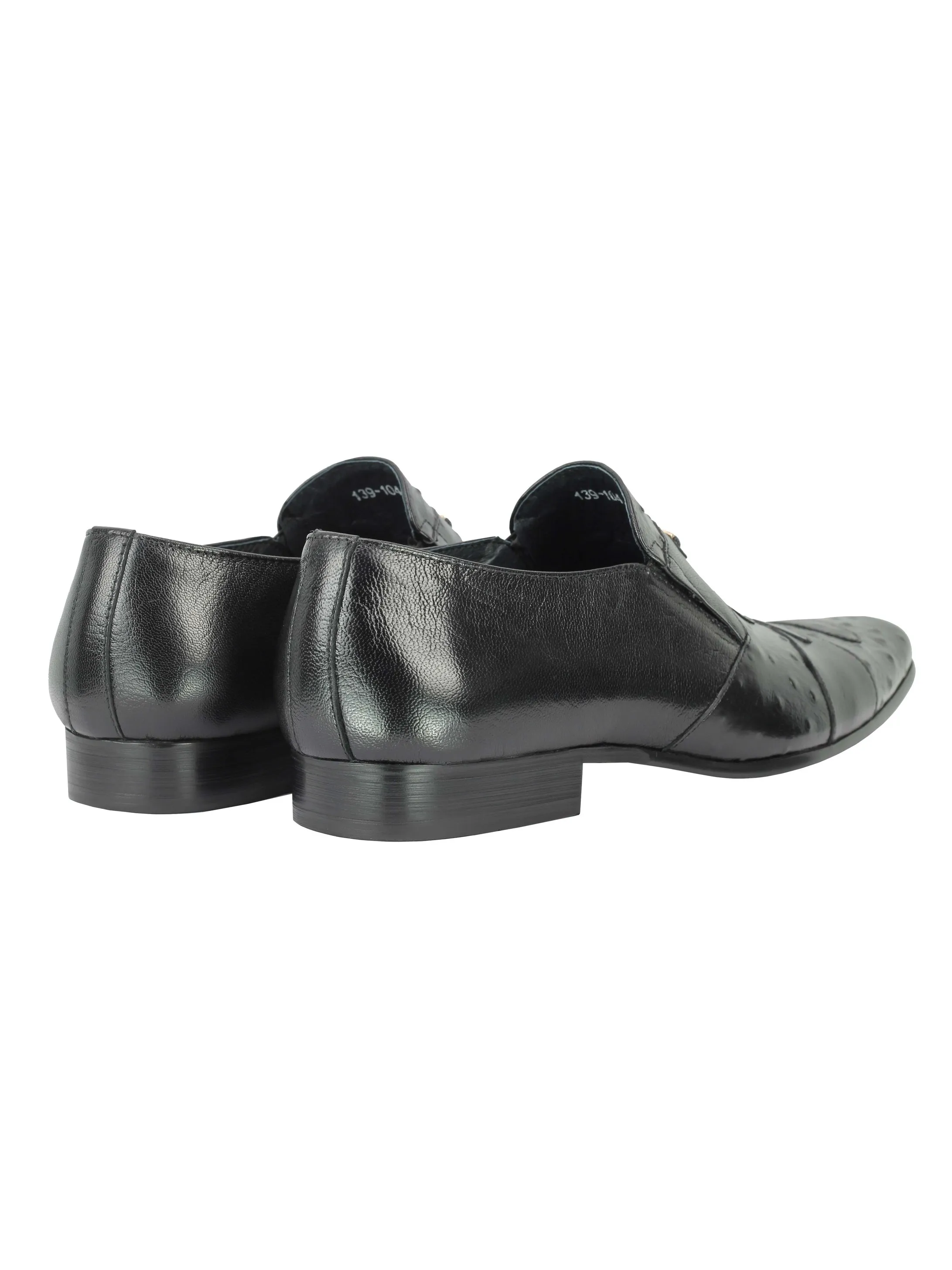 BLACK REAL LEATHER SLIP ON SHOES