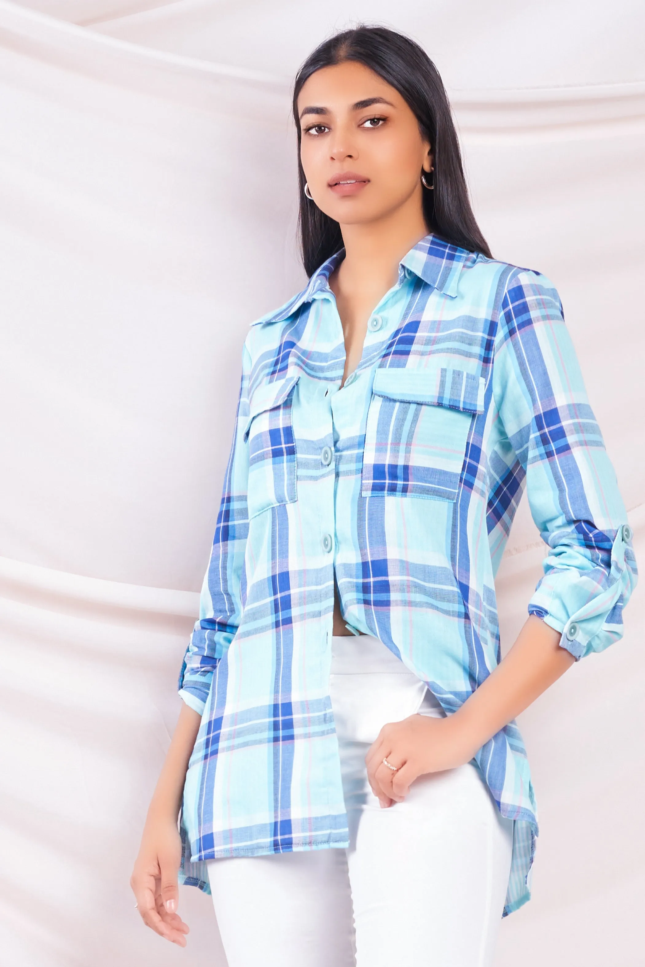 Blue Printed Long Shirt