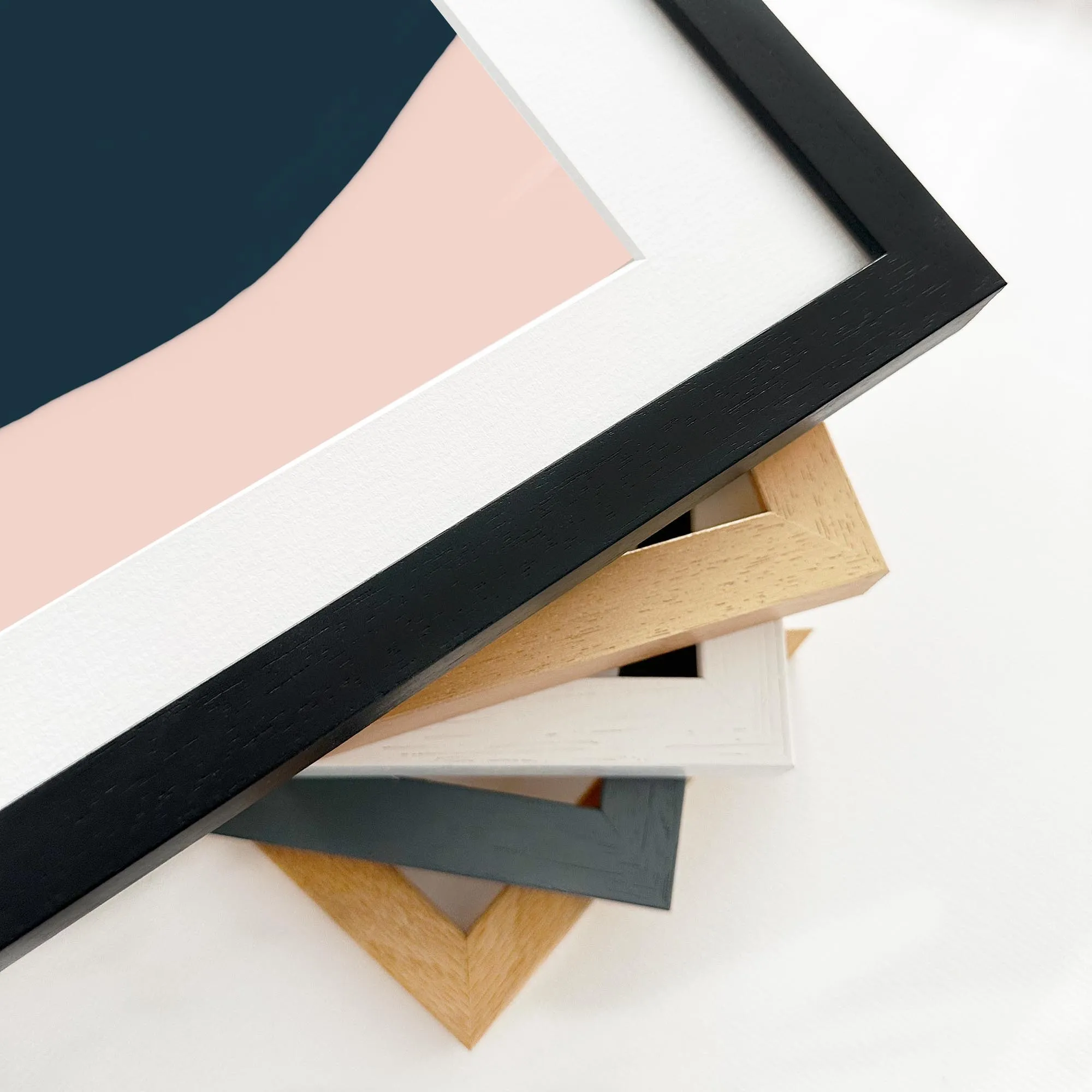 Blush On Navy Stripes Framed Art