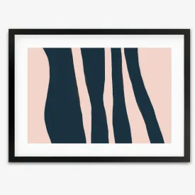 Blush On Navy Stripes Framed Art