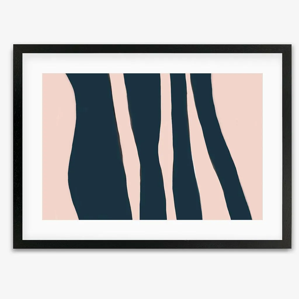 Blush On Navy Stripes Framed Art