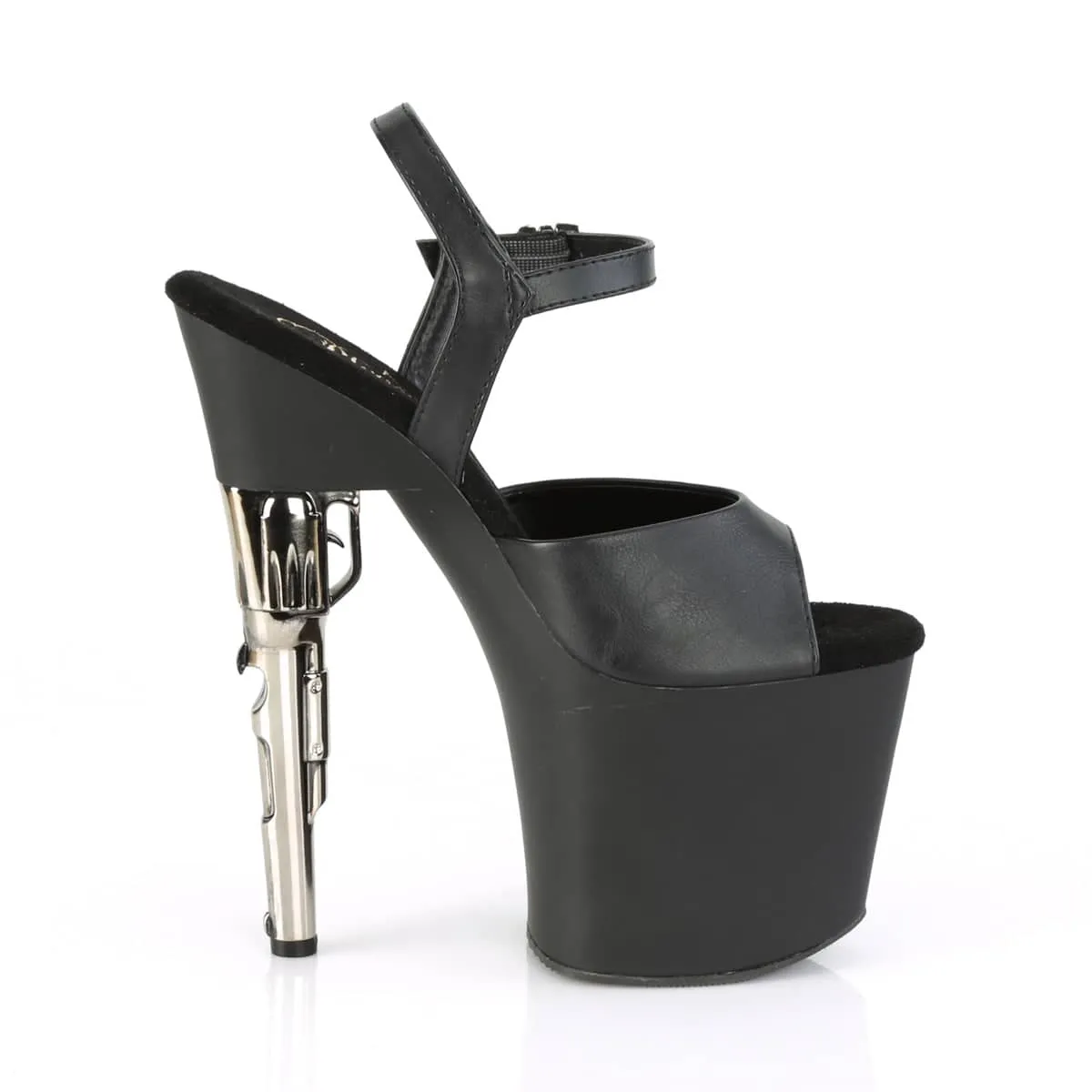 BONDGIRL-709 Black Ankle Peep Toe High Heel