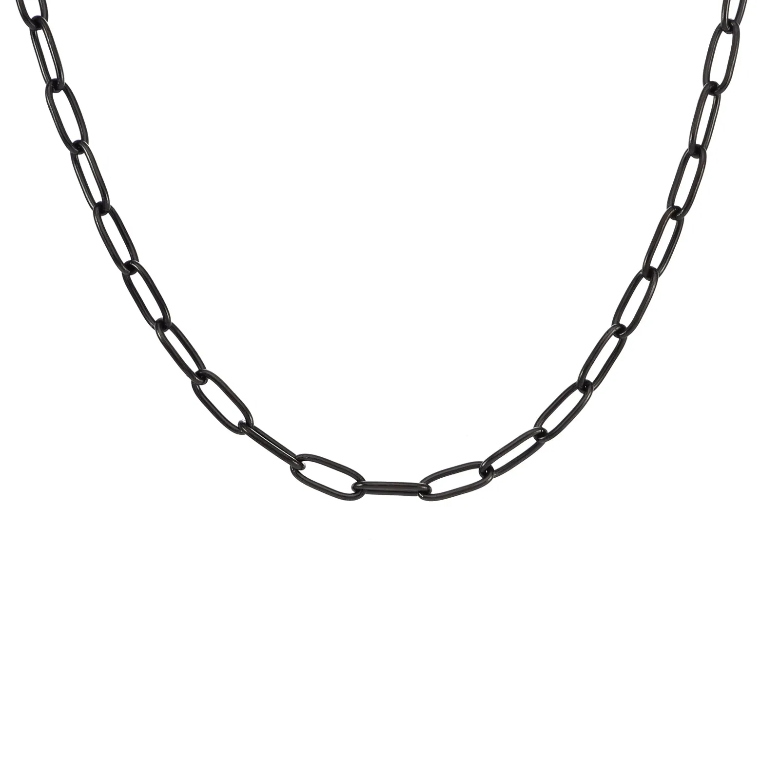 C400B B.Tiff Anodized Titanium Stainless Steel 2 Clasps Oval Paperclip Link Chain Necklace