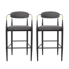 Camas Modern Fabric Upholstered Iron 30 Inch Barstools, Set of 2