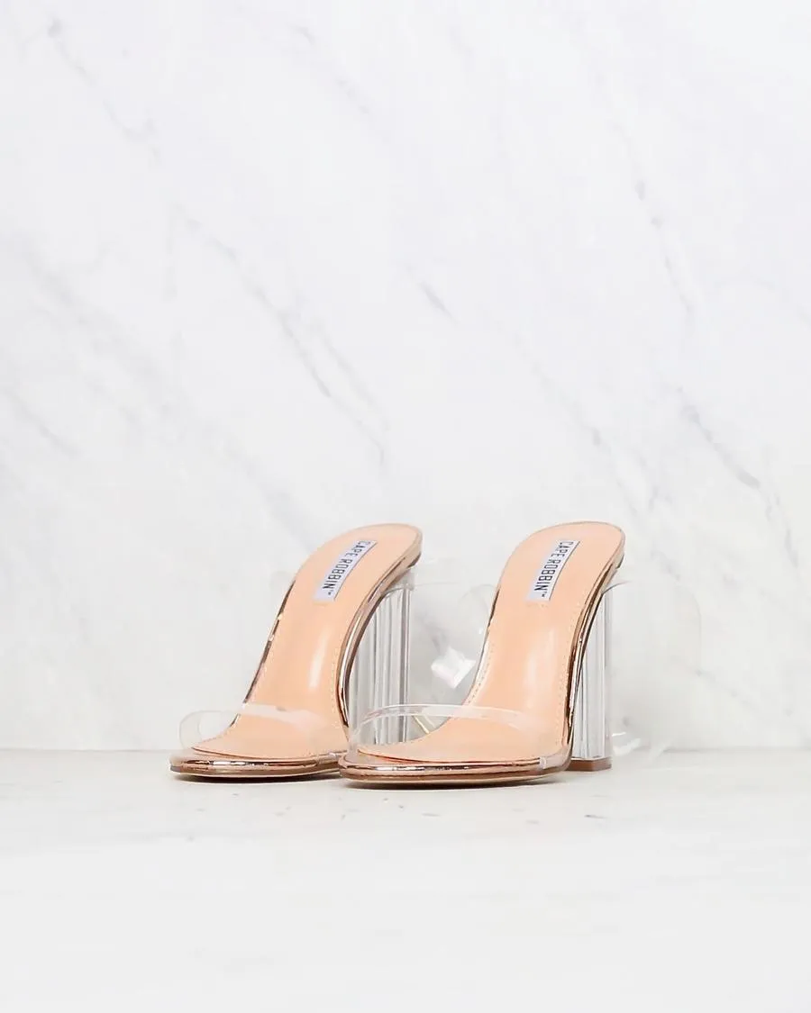 Cape Robbin - Transparent Ankle Strap Chunky Block High Heel - More Colors