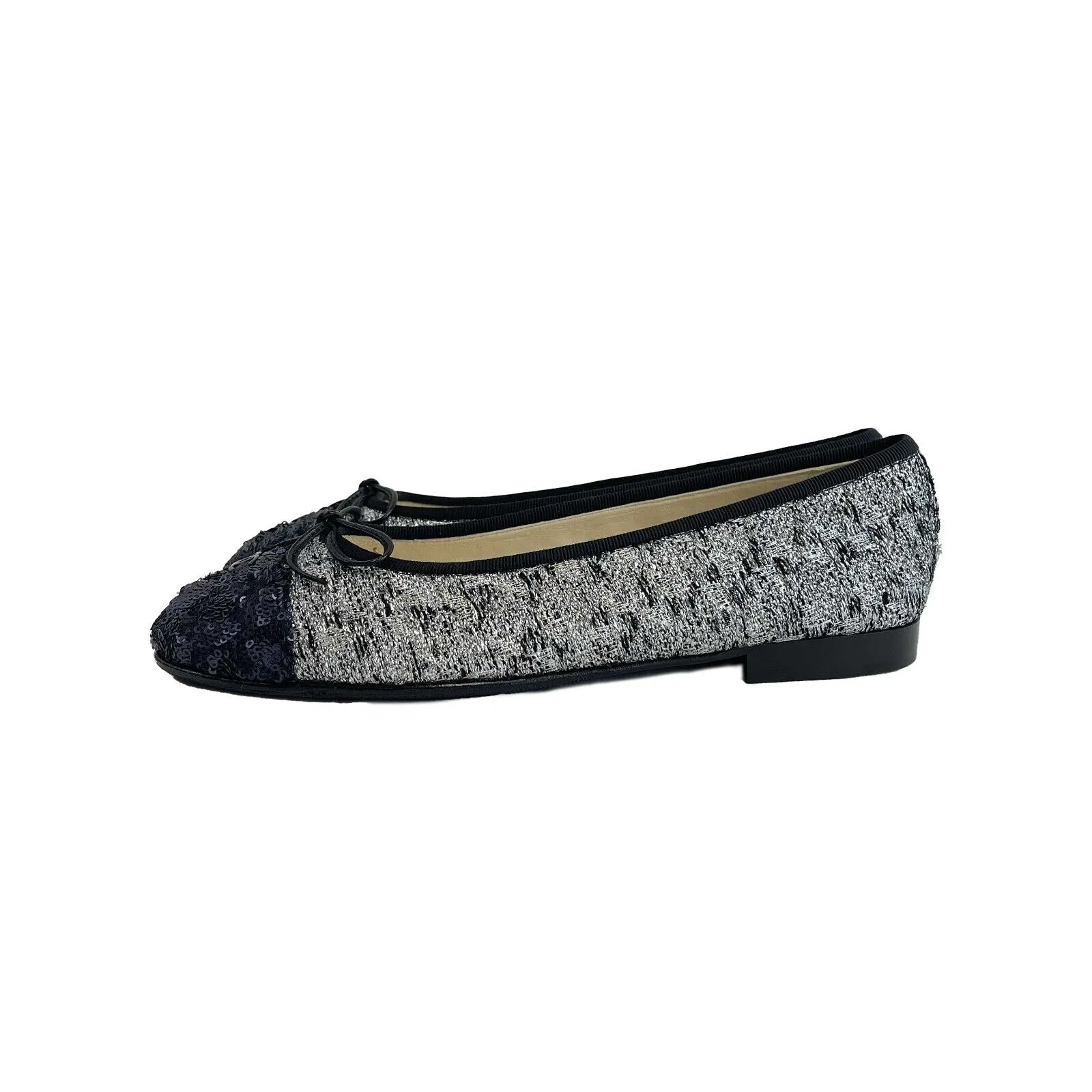 Chanel - Tweed Sequin Cap Toe Ballerina Flats - 38.5 EUR - 7.5 US - Shoes