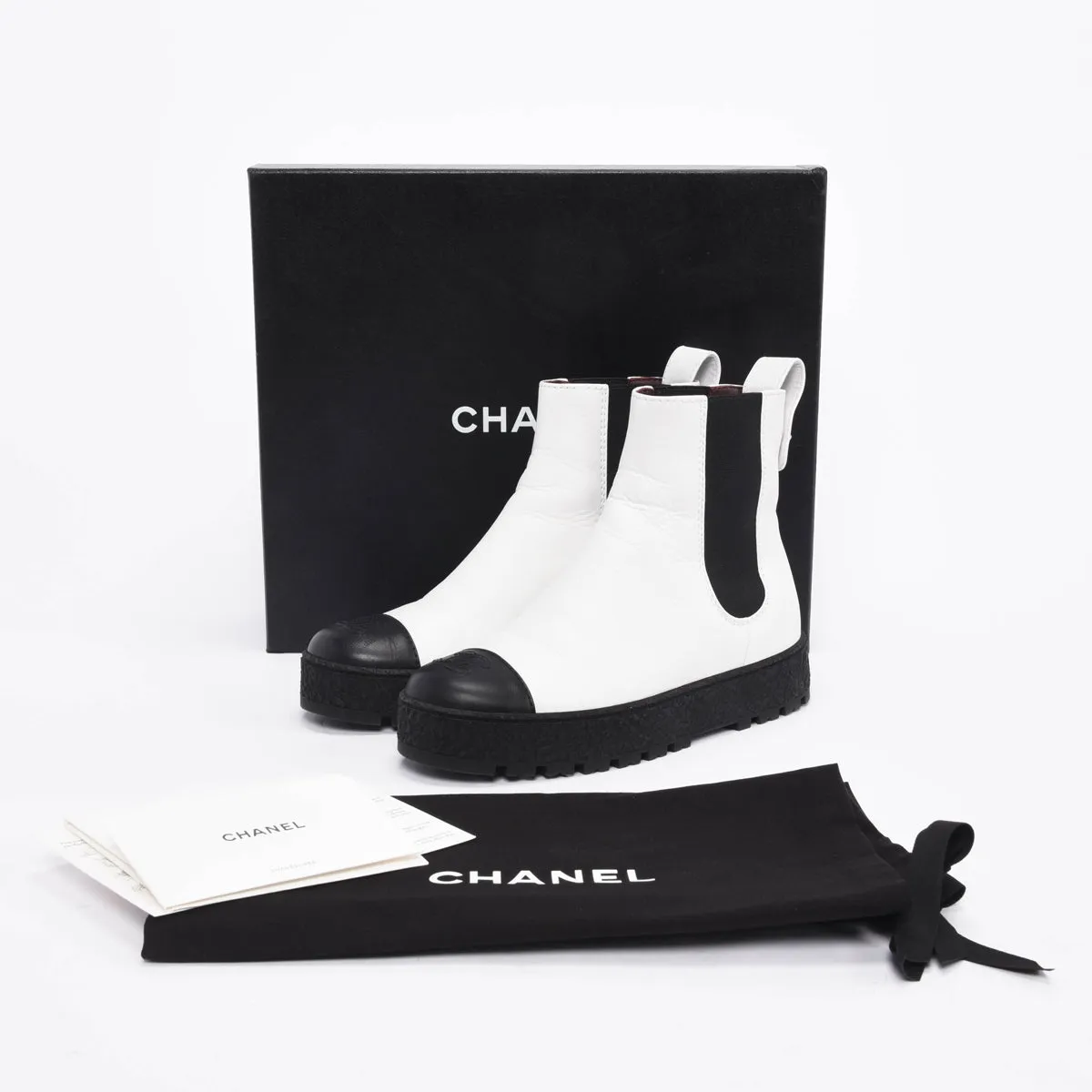 Chanel White Leather Icon Boots 37.5