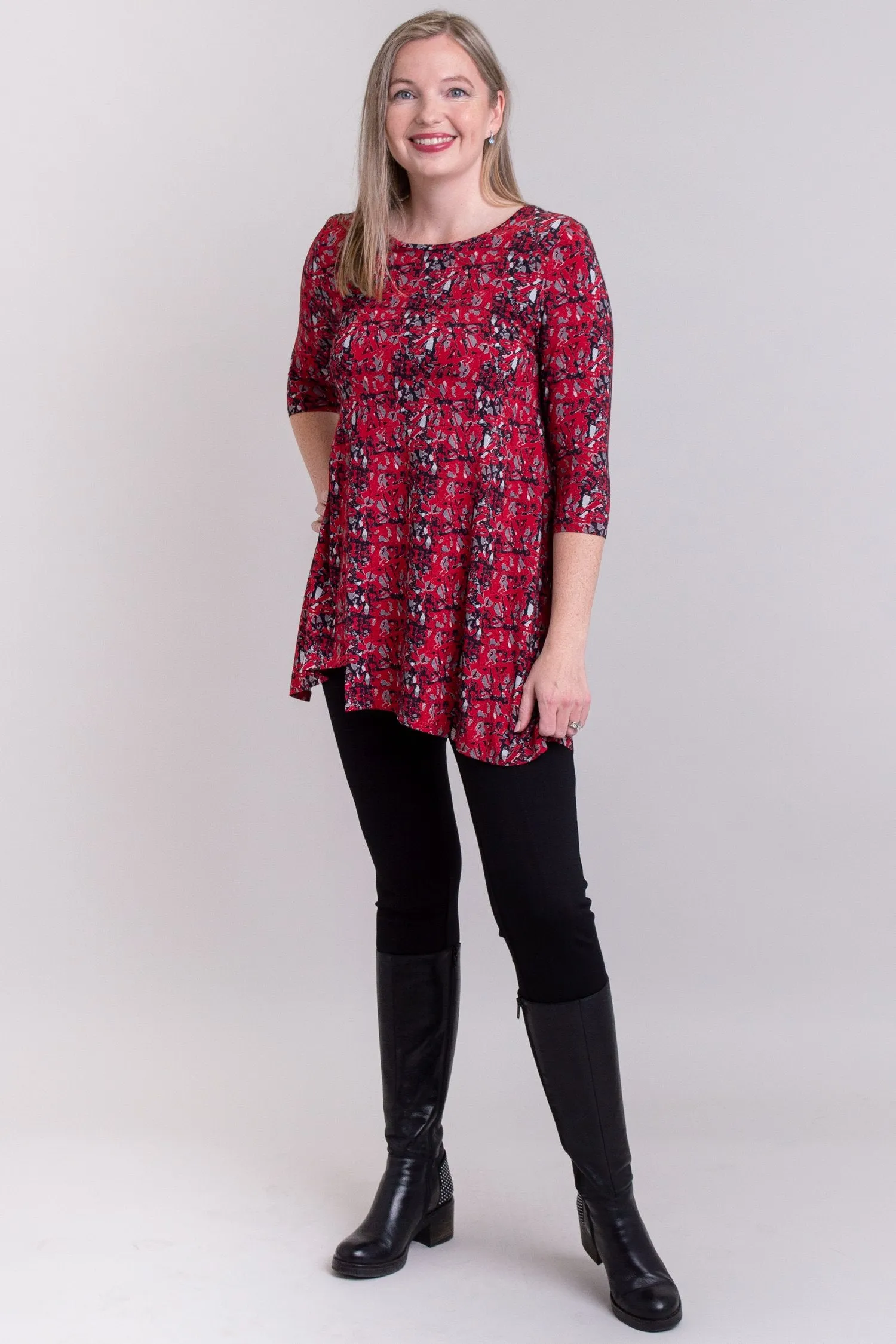 Charming Tunic, Red Shards, Bamboo - Final Sale