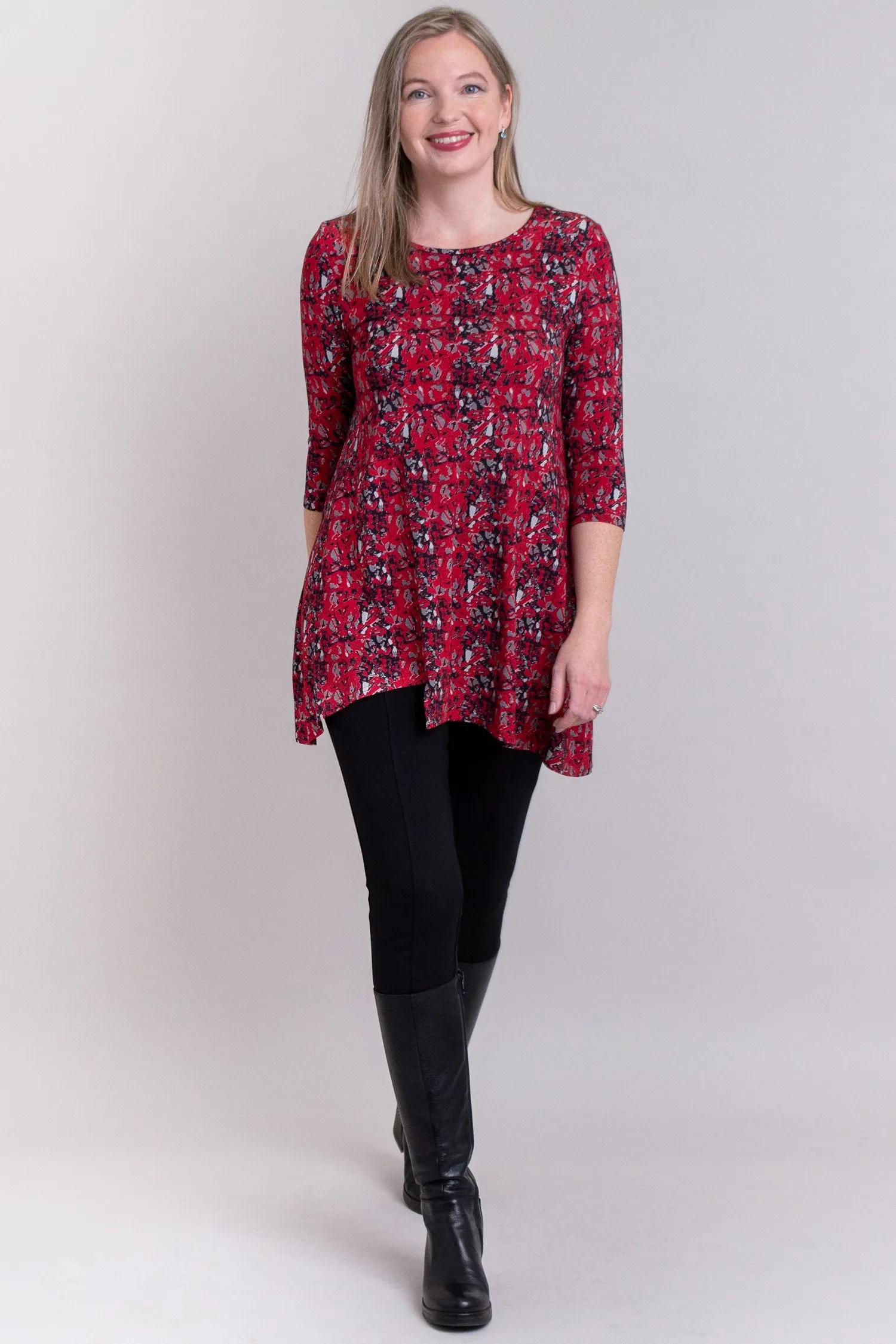 Charming Tunic, Red Shards, Bamboo - Final Sale