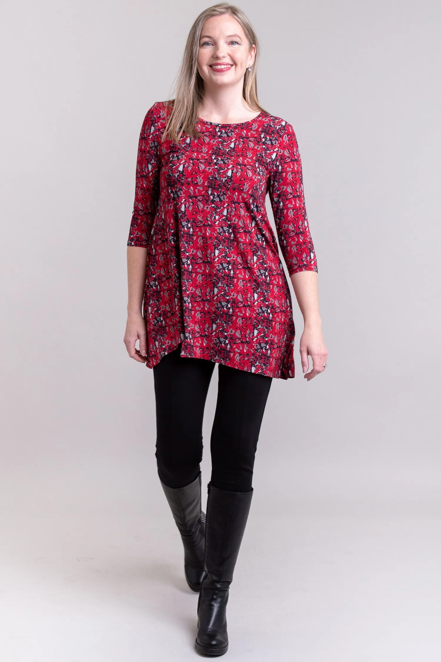 Charming Tunic, Red Shards, Bamboo - Final Sale