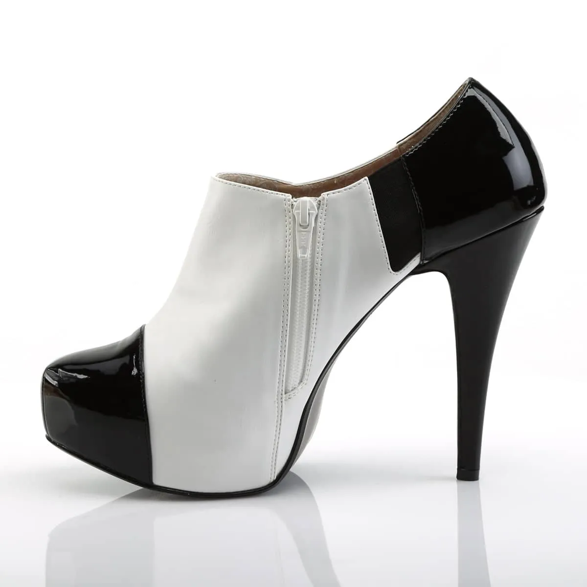 CHLOE-11 Black & White Ankle Boots