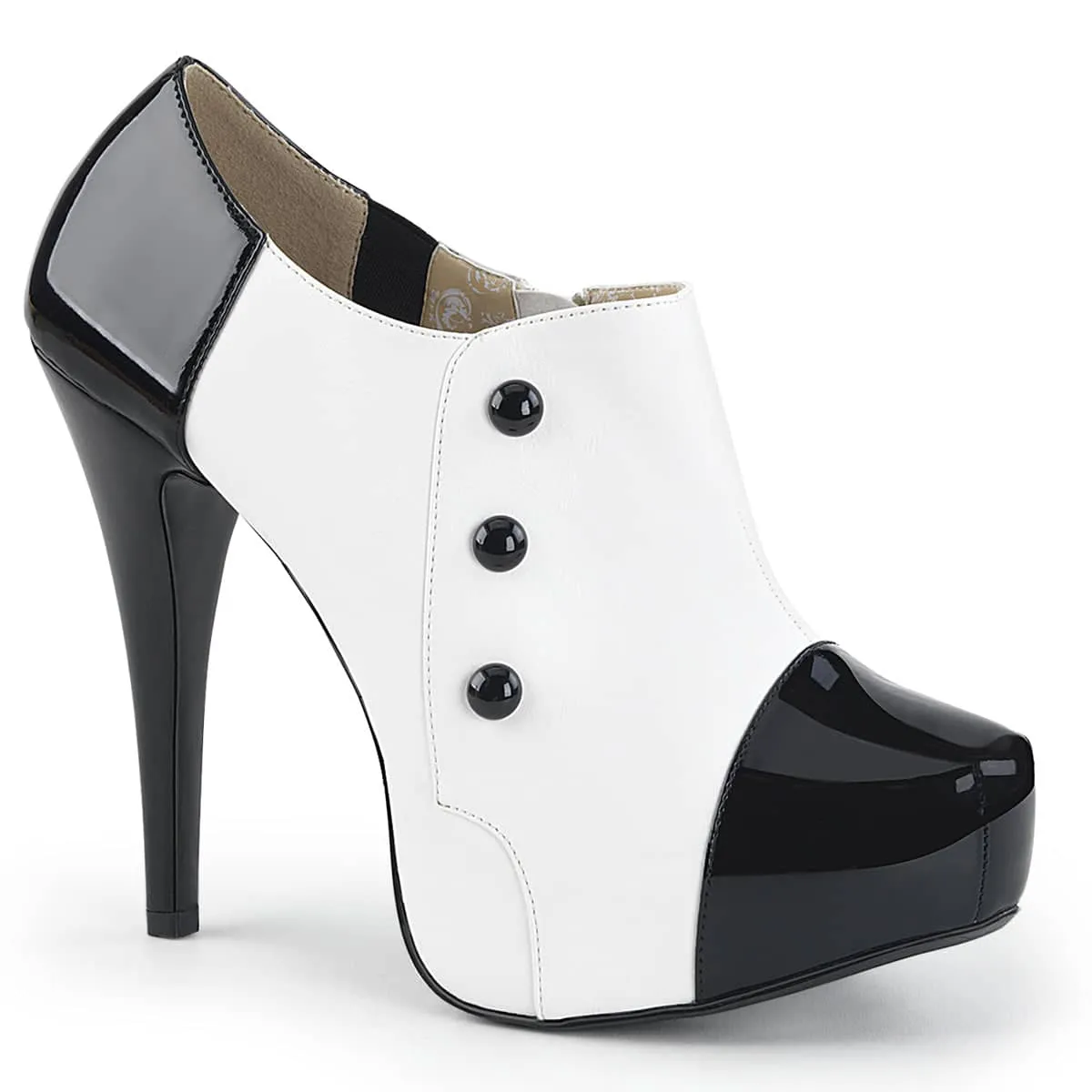 CHLOE-11 Black & White Ankle Boots