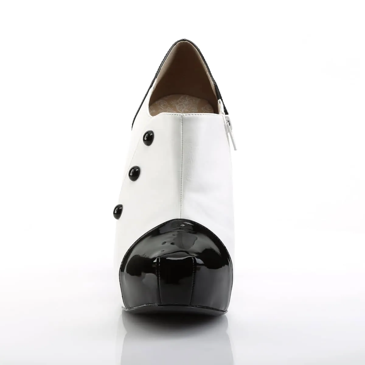 CHLOE-11 Black & White Ankle Boots