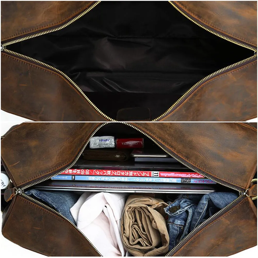 Christmas Gifts Men's Leather Travel Bag Leather Duffle Bag Leather Weekender Bag Men Overnight Bag